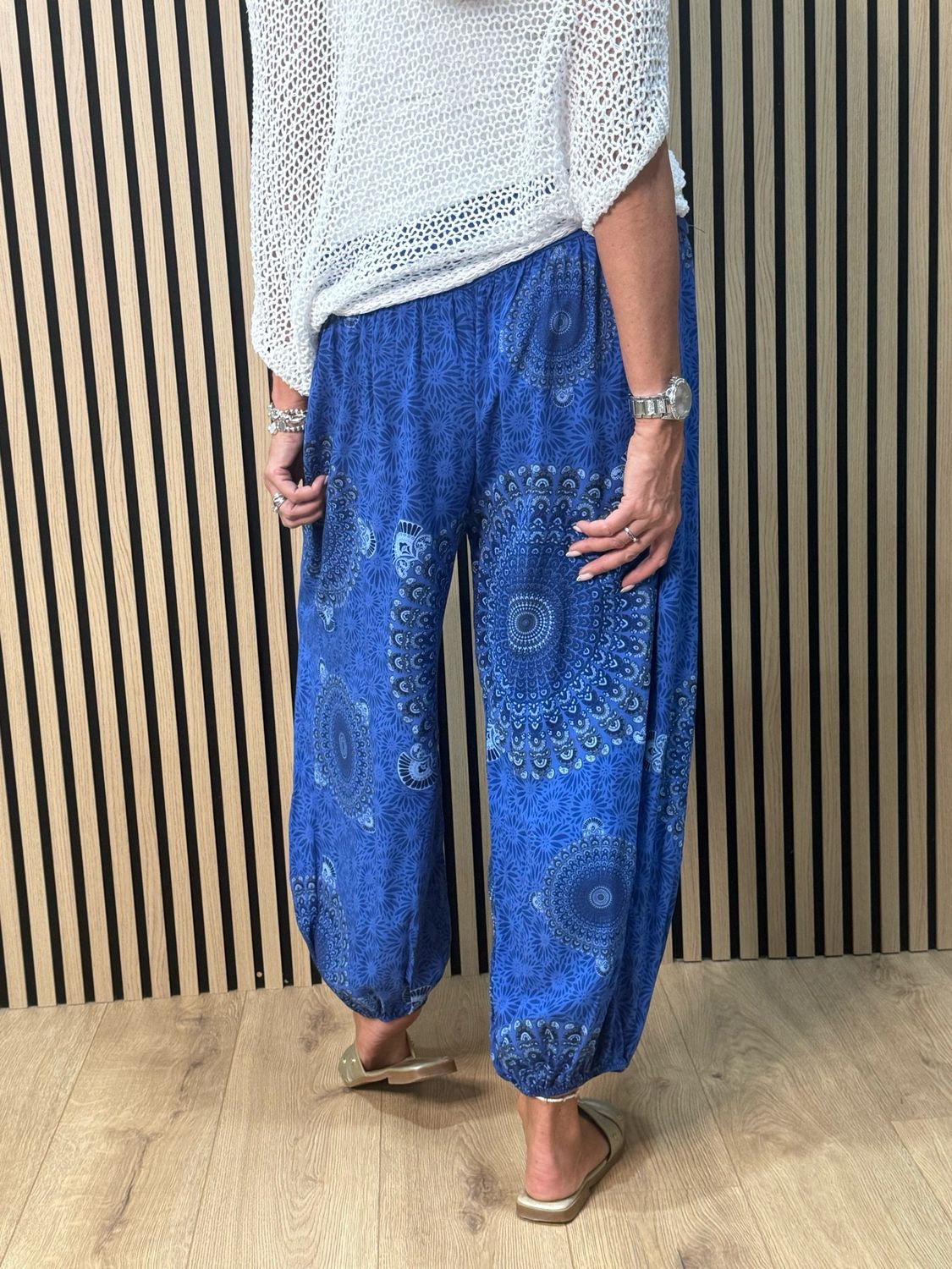 Relaxed Printed Harem Pants - Royal Blue