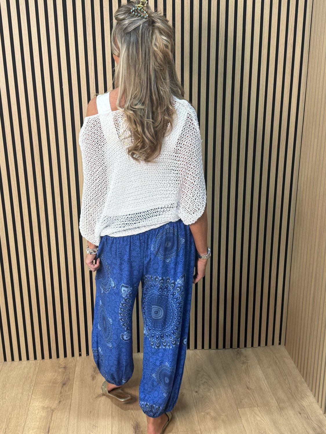 Relaxed Printed Harem Pants - Royal Blue