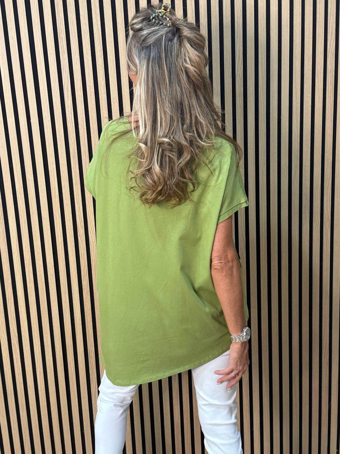 Asymmetric Button Detail Top - Green