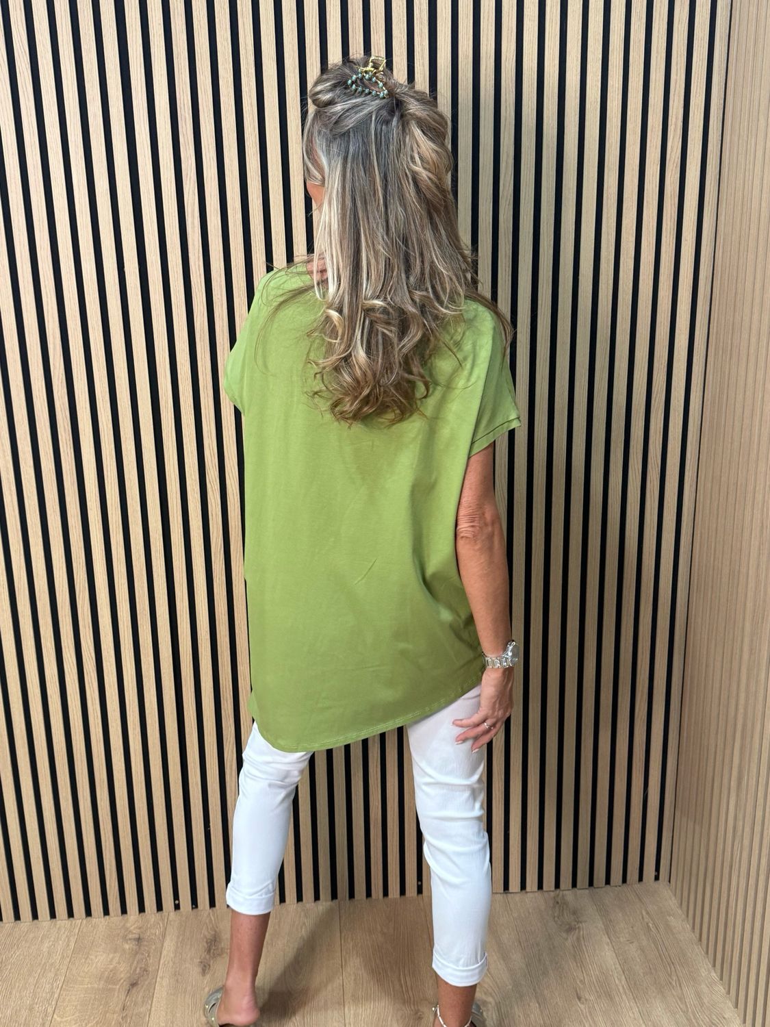 Asymmetric Button Detail Top - Green