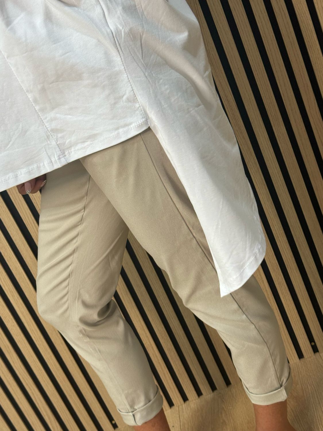 Asymmetric Button Detail Top - White