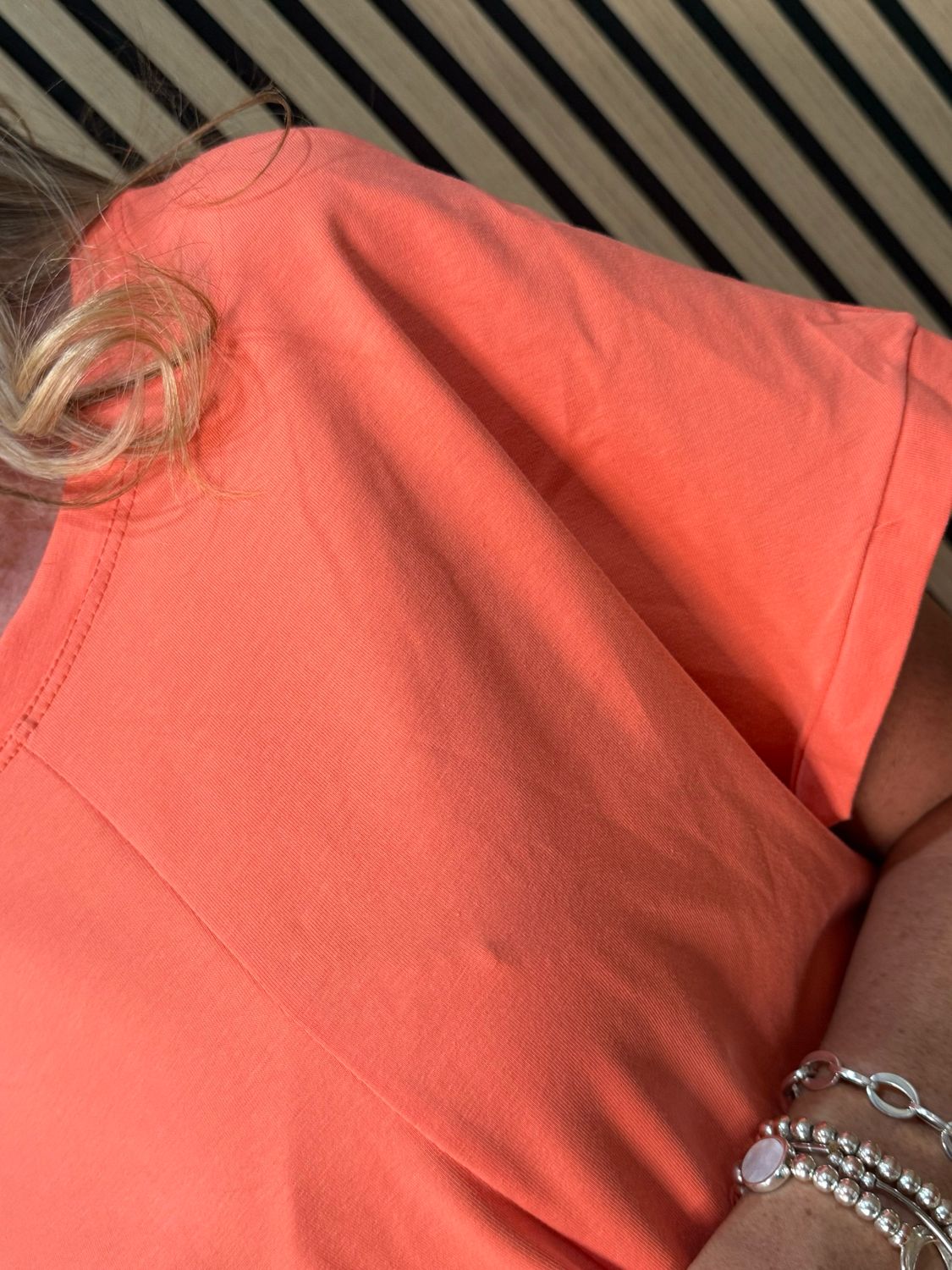 Asymmetric Button Detail Top - Coral