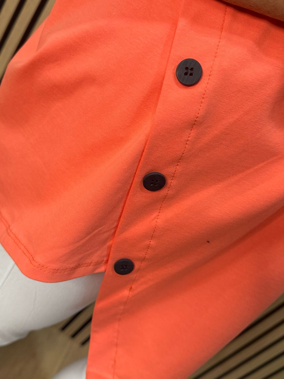 Asymmetric Button Detail Top - Coral