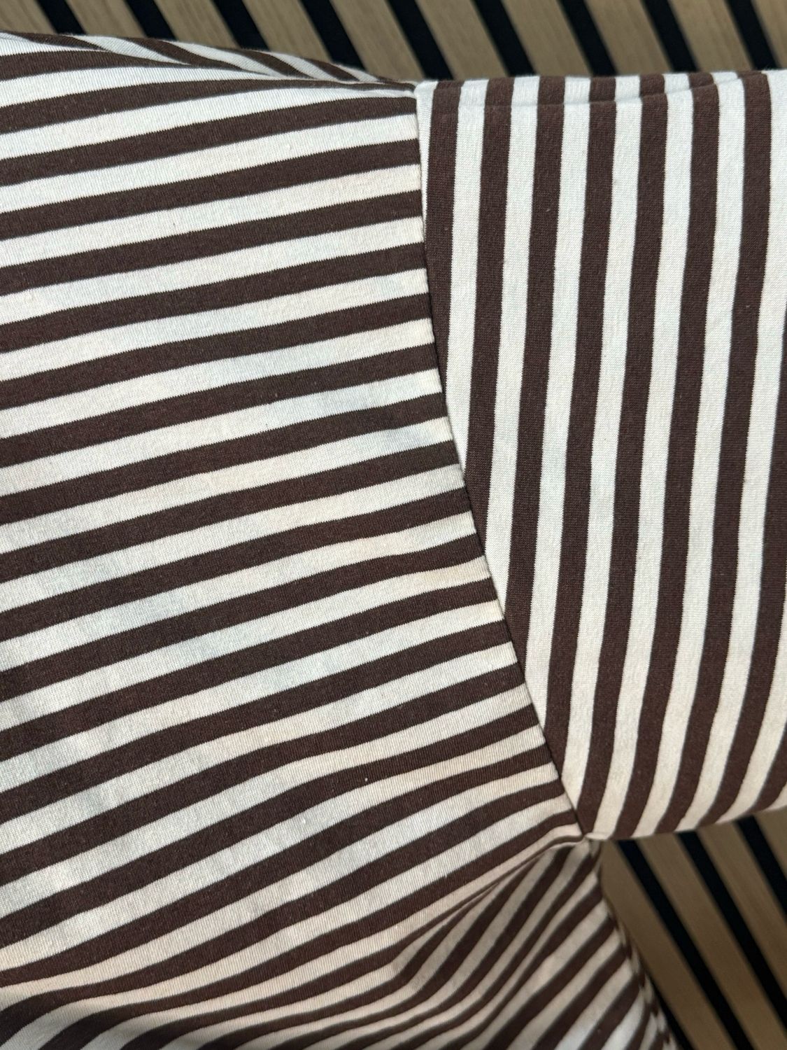 Oversized Striped Box Top - White/Brown