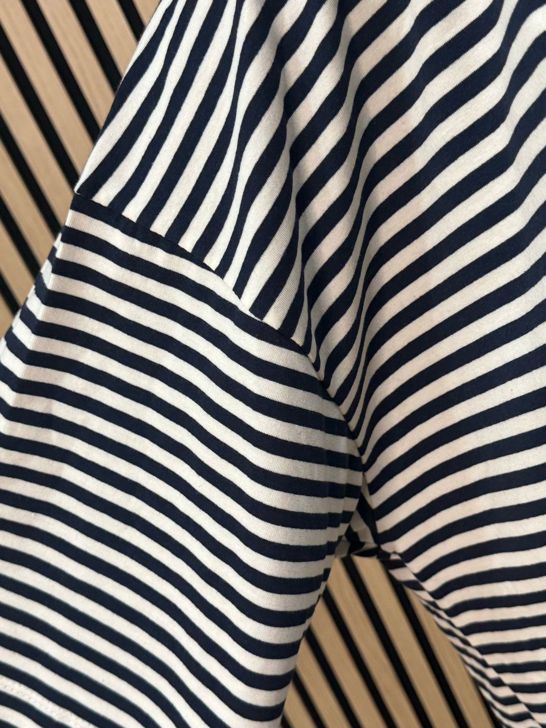 Oversized Striped Box Top - White/Navy