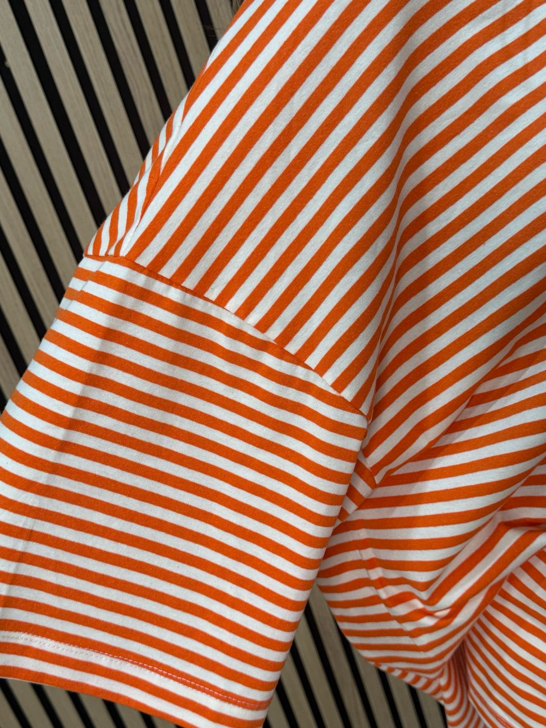 Oversized Striped Box Top - White/Orange