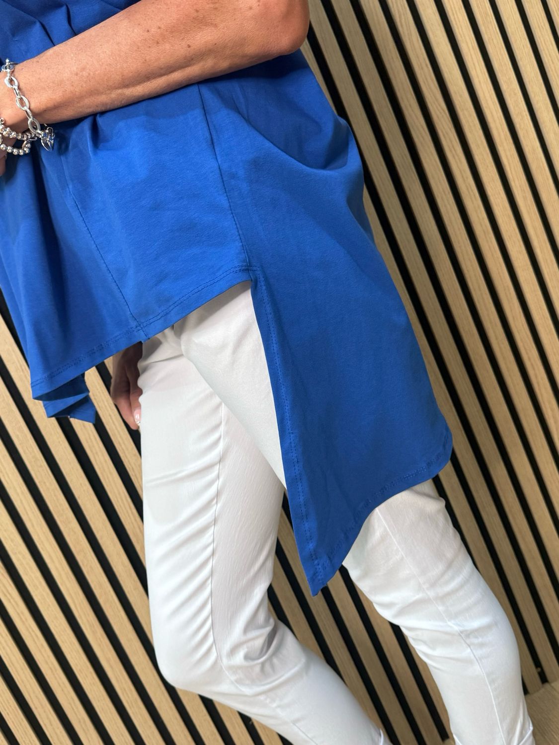 Asymmetric Button Detail Top - Royal Blue