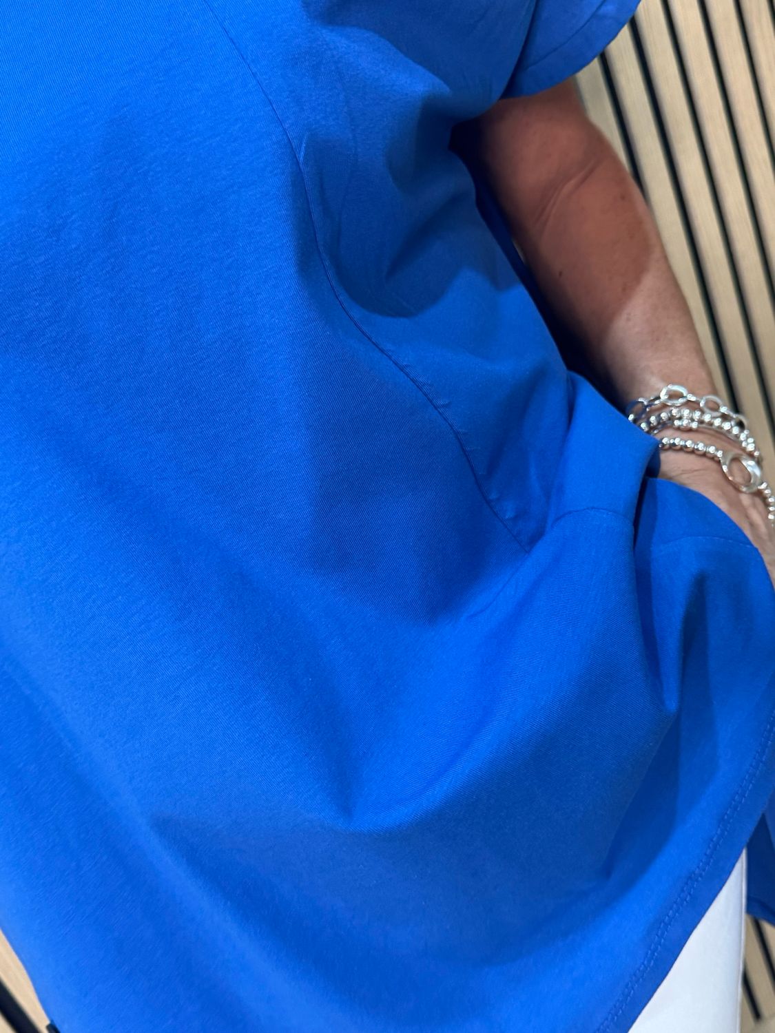 Asymmetric Button Detail Top - Royal Blue