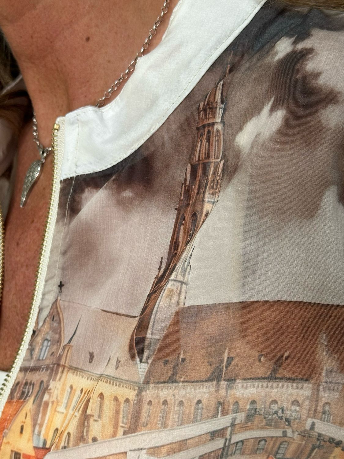 Cote D Azur Print Zip Jacket - Chocolate