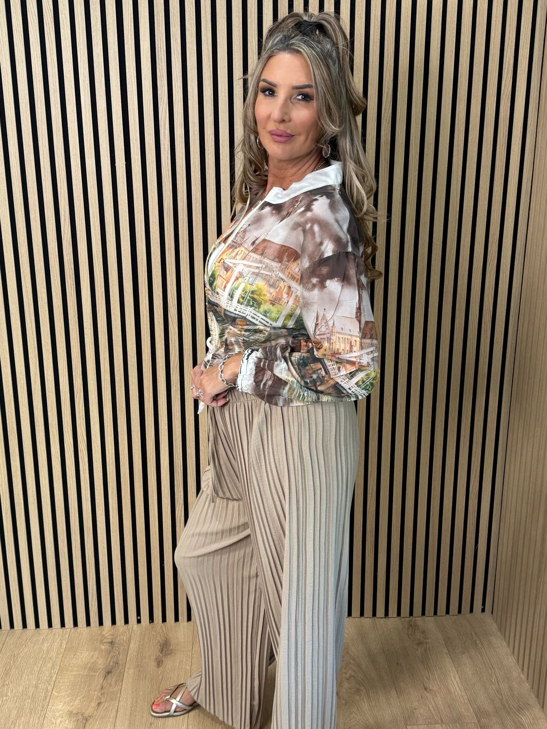 Cote D Azur Print Zip Jacket - Chocolate