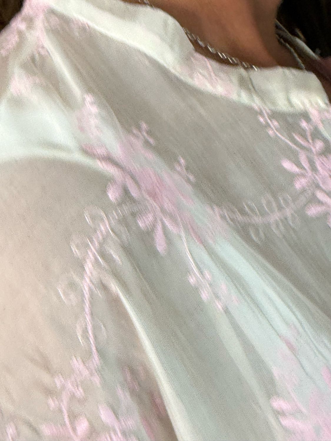 Embroidered Floral Sheer Shirt - White/Pink
