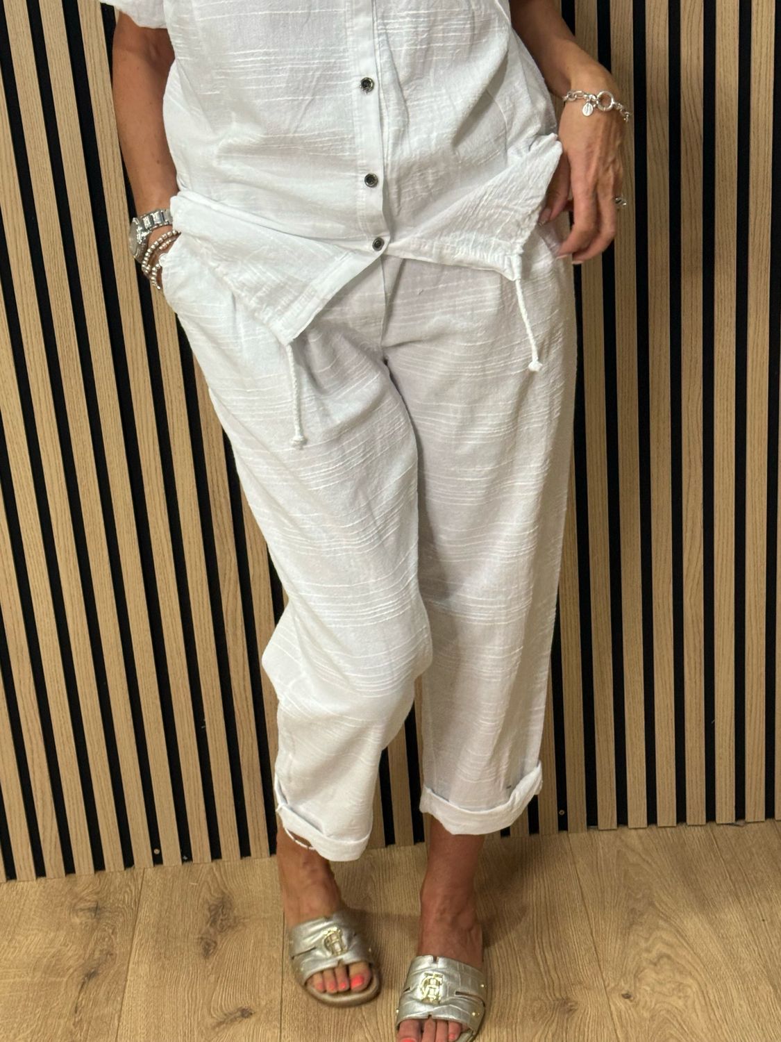 Textured Cotton Co-Ord Set - White