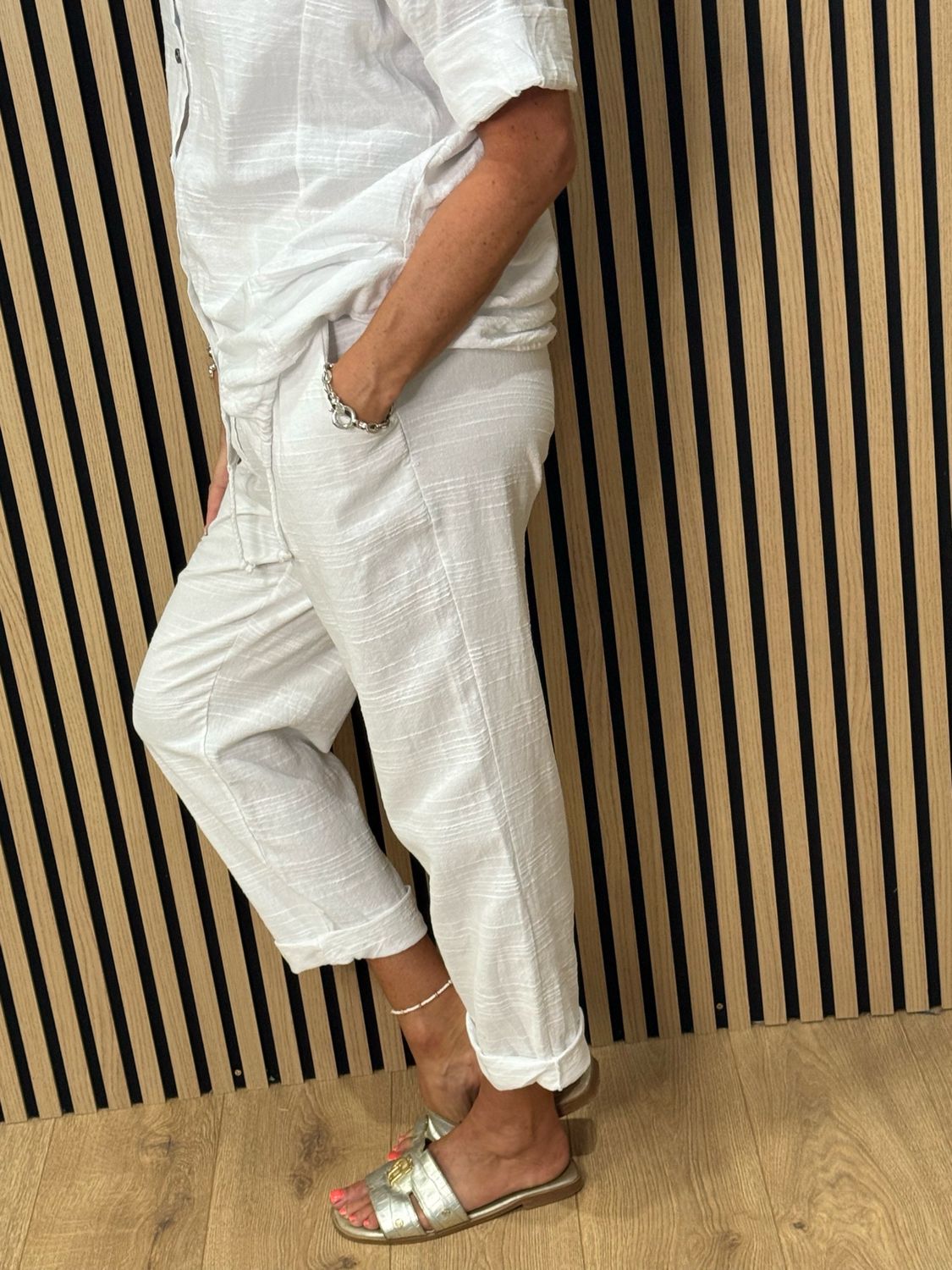Textured Cotton Co-Ord Set - White