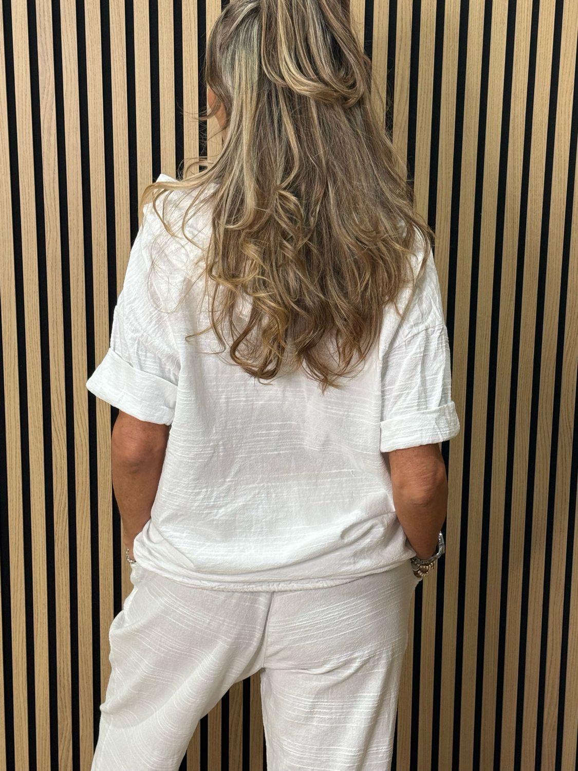 Textured Cotton Co-Ord Set - White