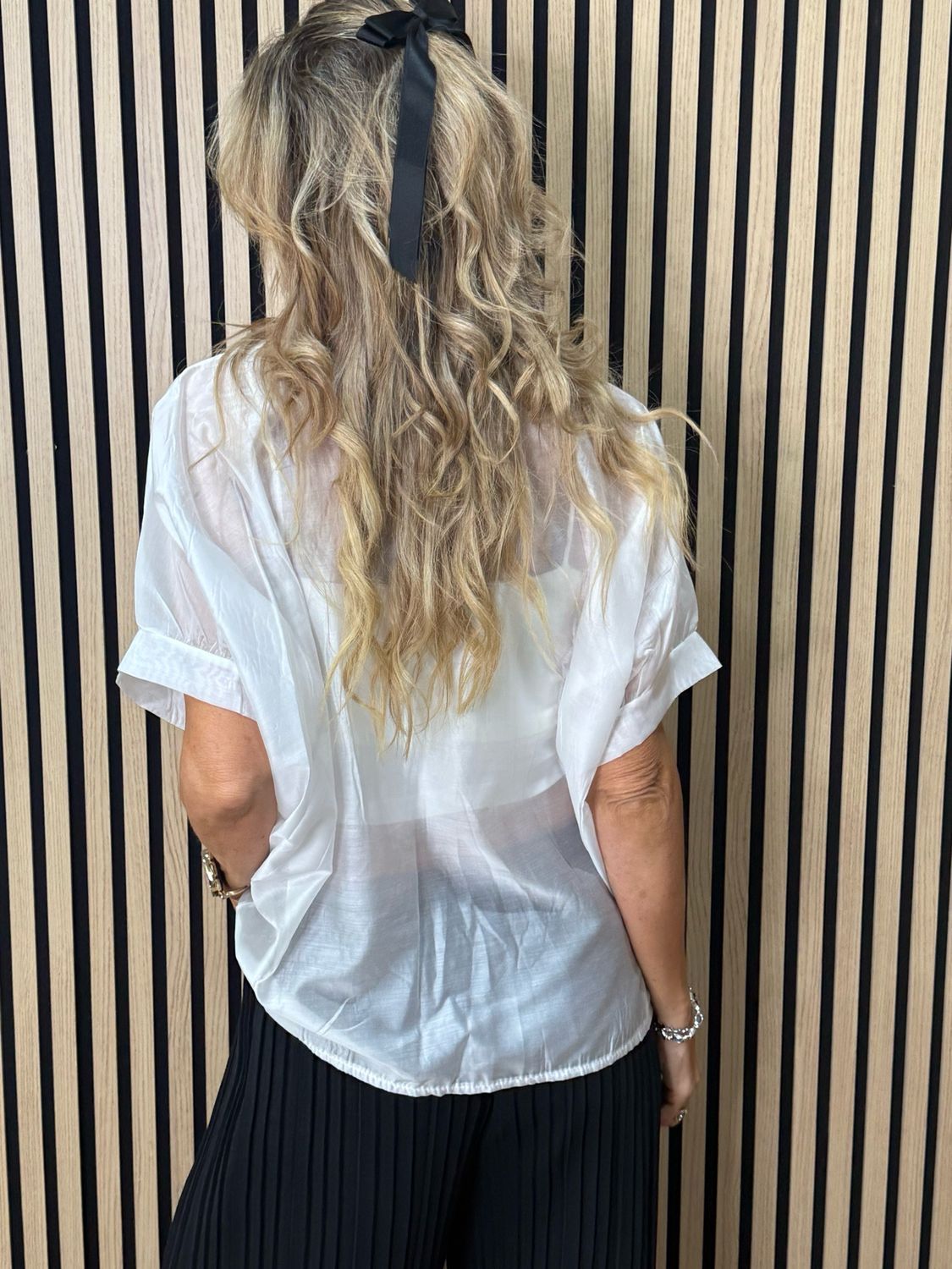 Sheer Tie Front Shirt - White