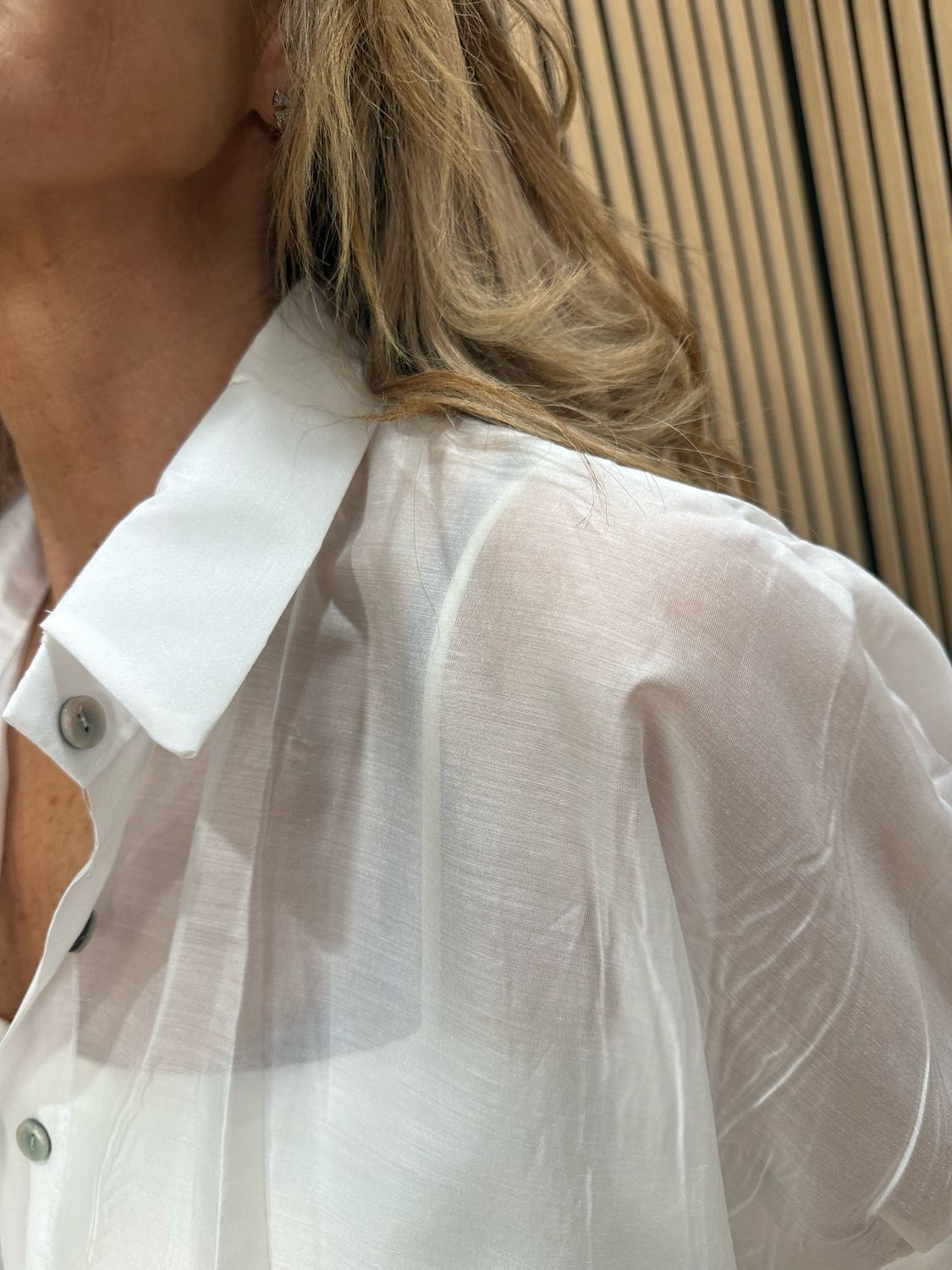 Sheer Tie Front Shirt - White