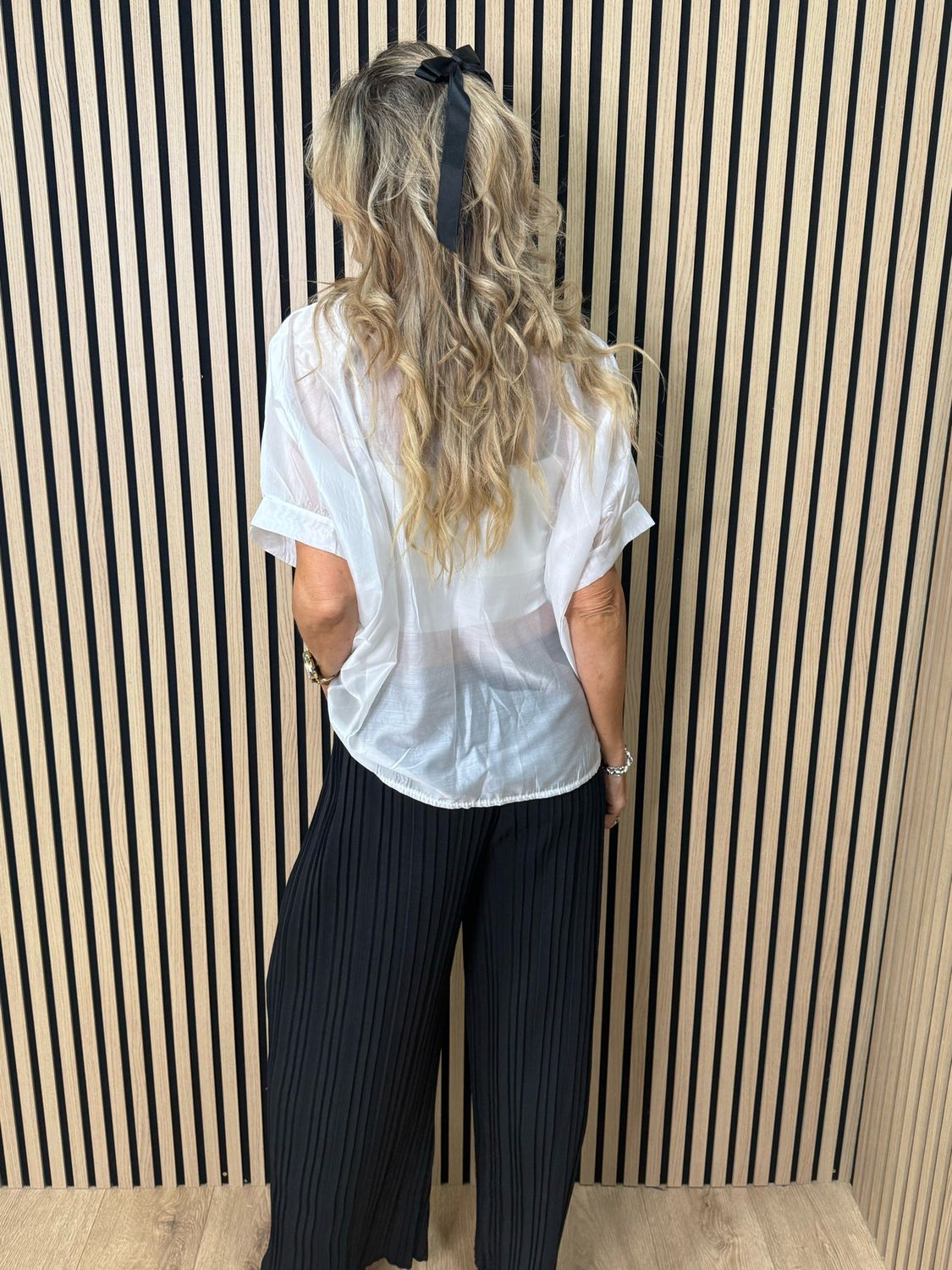 Sheer Tie Front Shirt - White