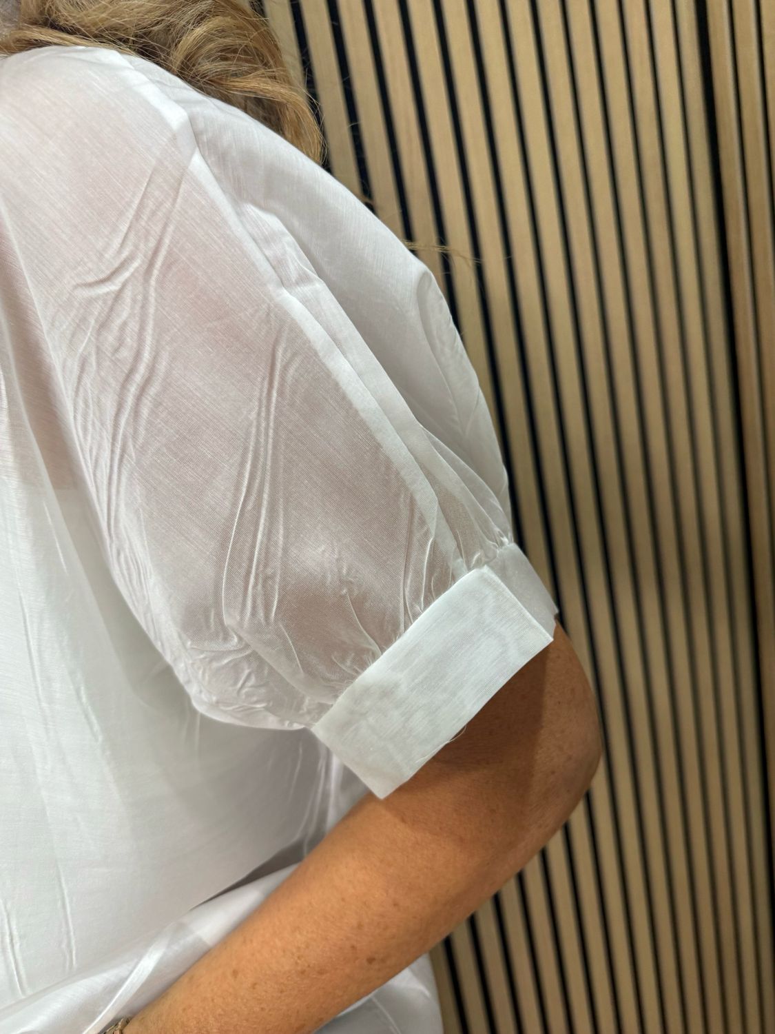 Sheer Tie Front Shirt - White