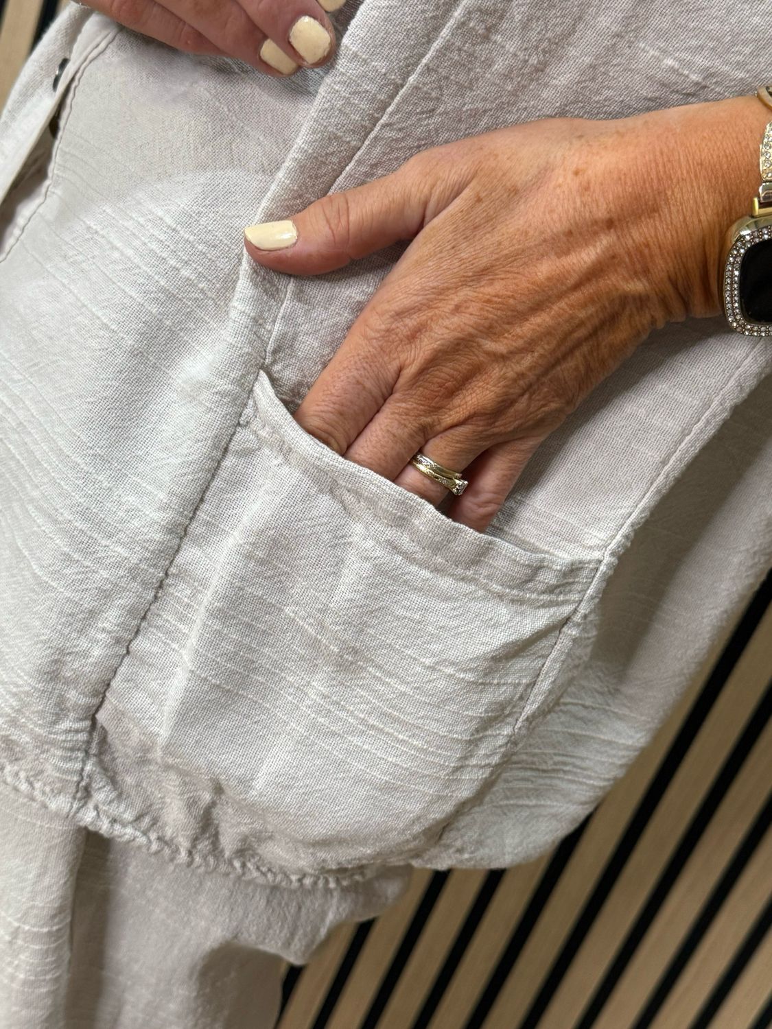 Textured Cotton Co-Ord Set - Stone