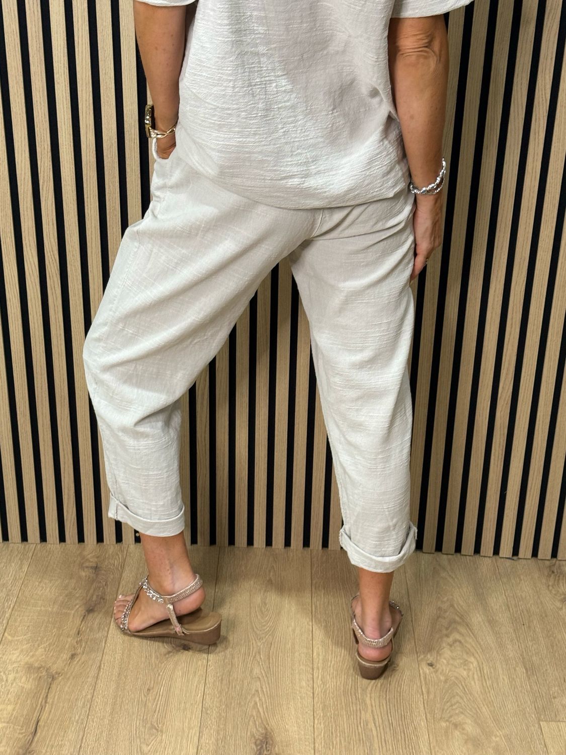 Textured Cotton Co-Ord Set - Stone