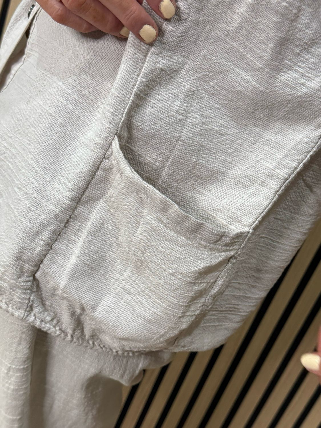 Textured Cotton Co-Ord Set - Stone