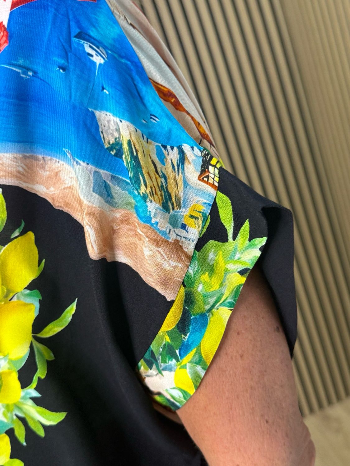 Lemon Print Midi Dress - Black