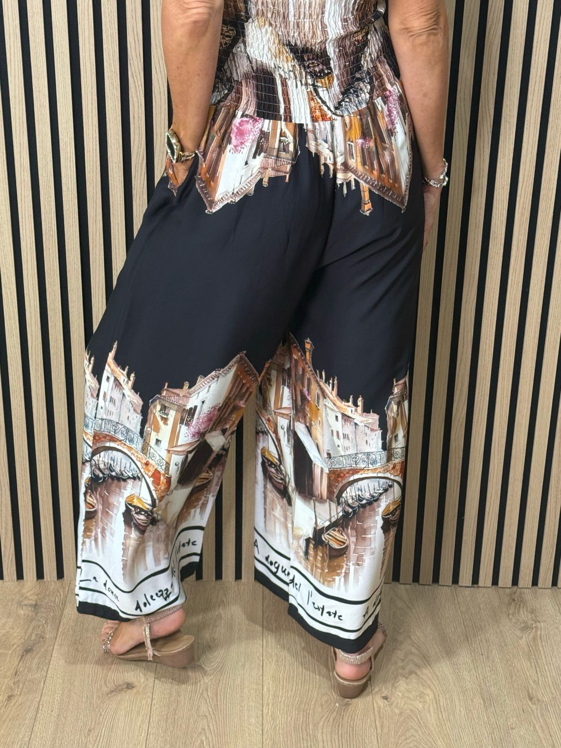 Printed Silk Blend Jumpsuit - Black