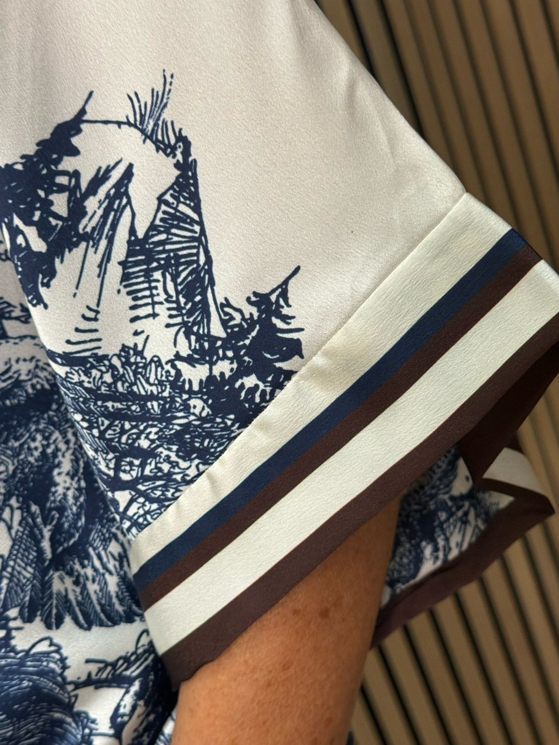 Printed Satin Co-Ord Set - Navy