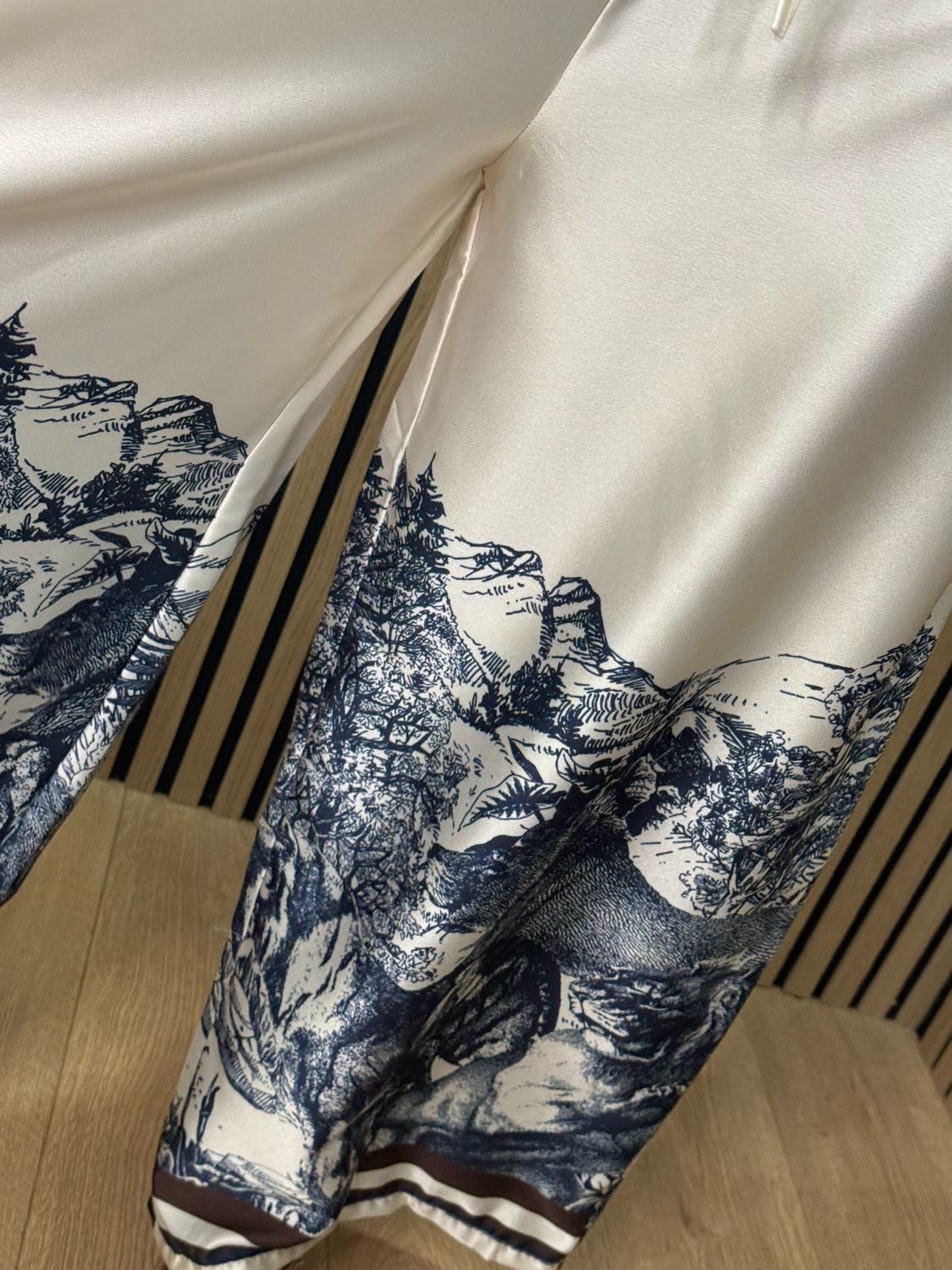 Printed Satin Co-Ord Set - Navy