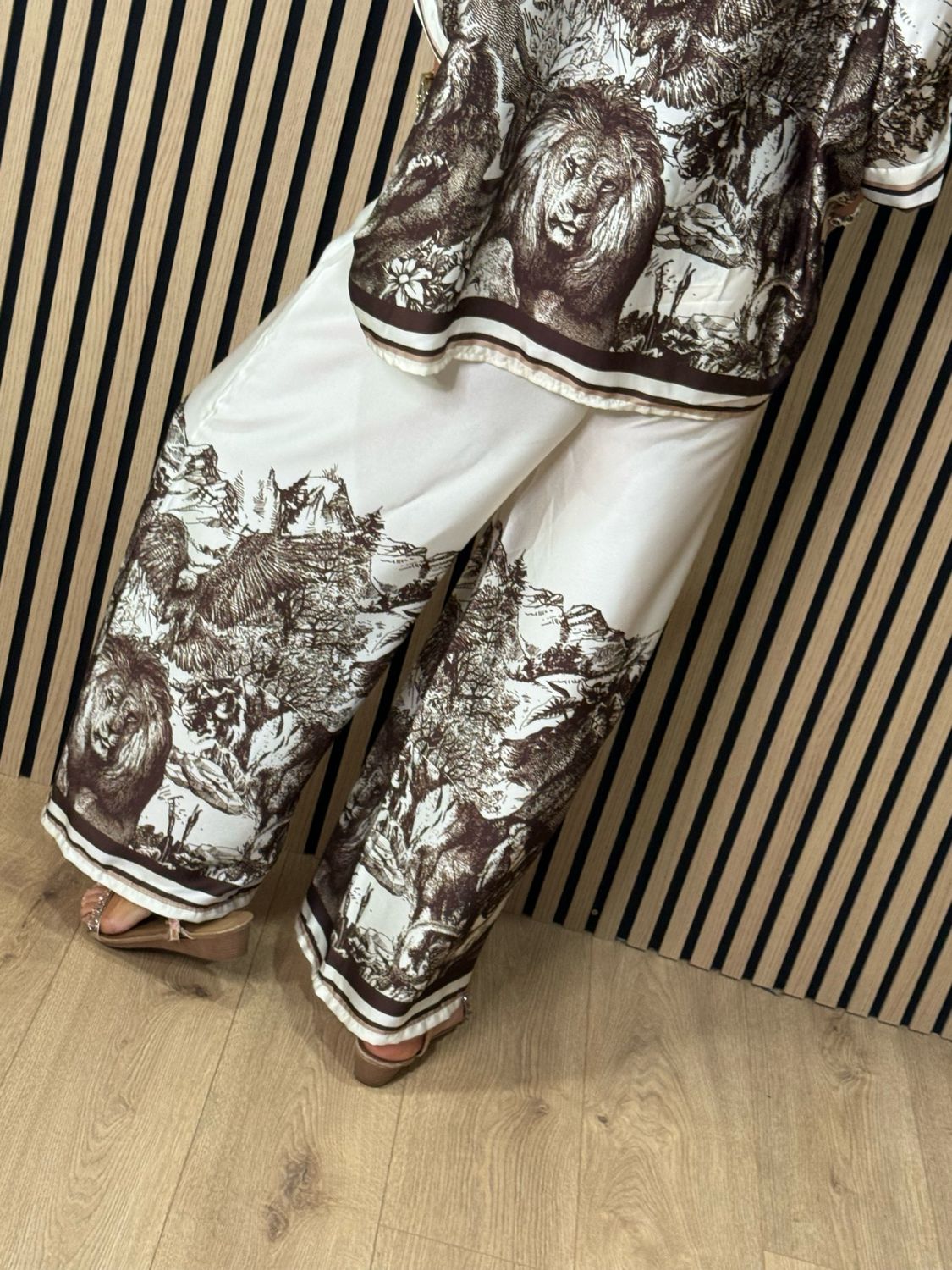 Printed Satin Co-Ord Set - Chocolate