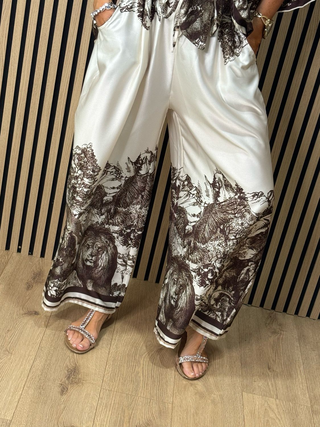 Printed Satin Co-Ord Set - Chocolate