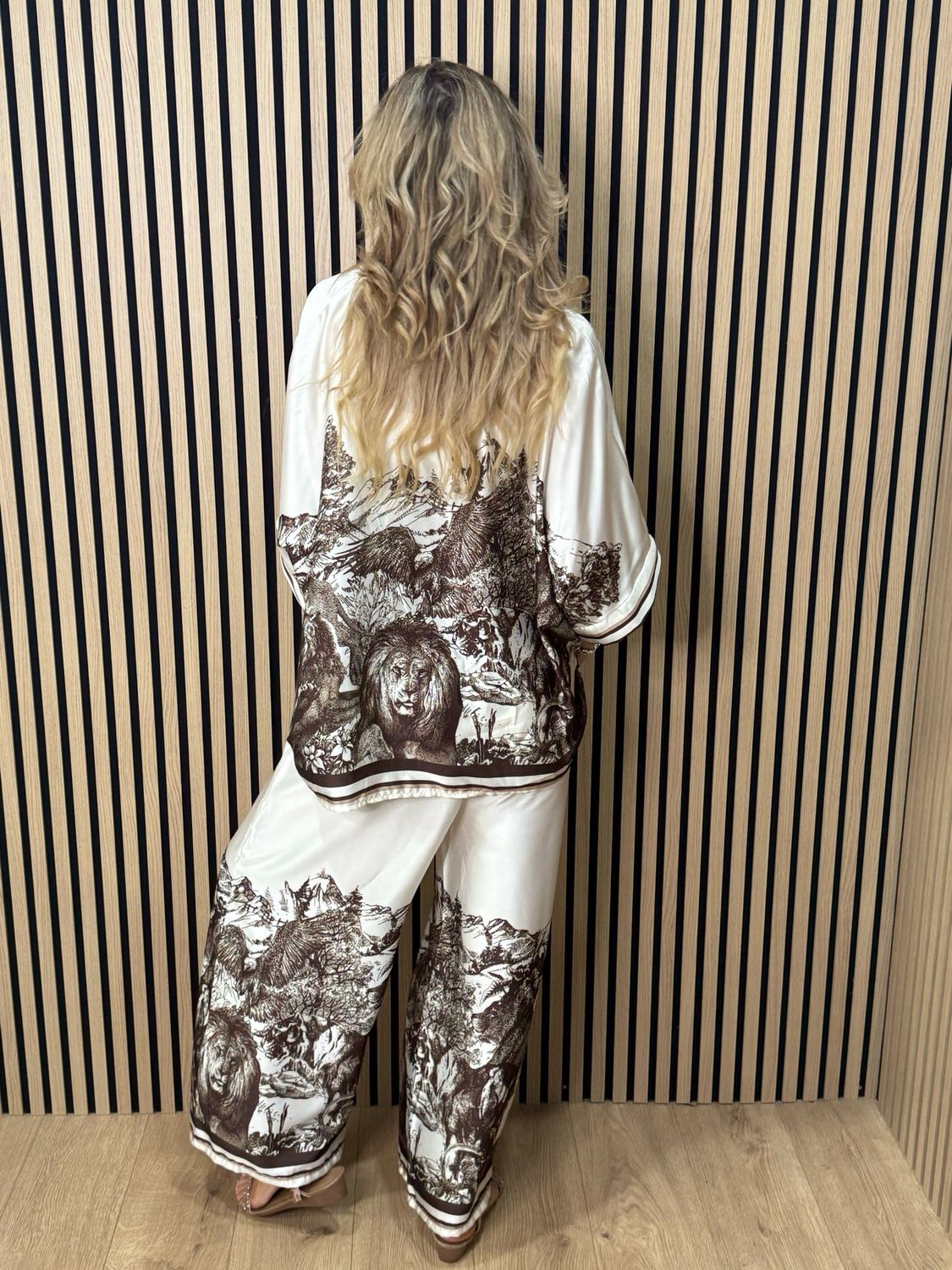 Printed Satin Co-Ord Set - Chocolate