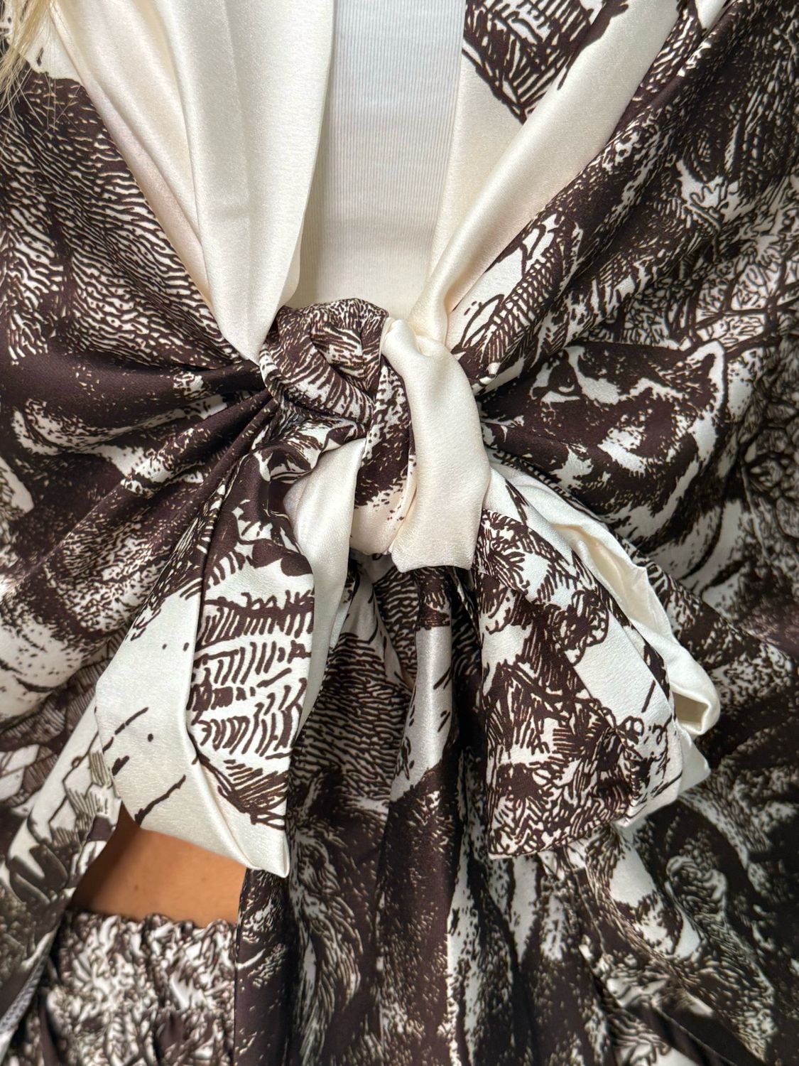 Printed Satin Co-Ord Set - Chocolate