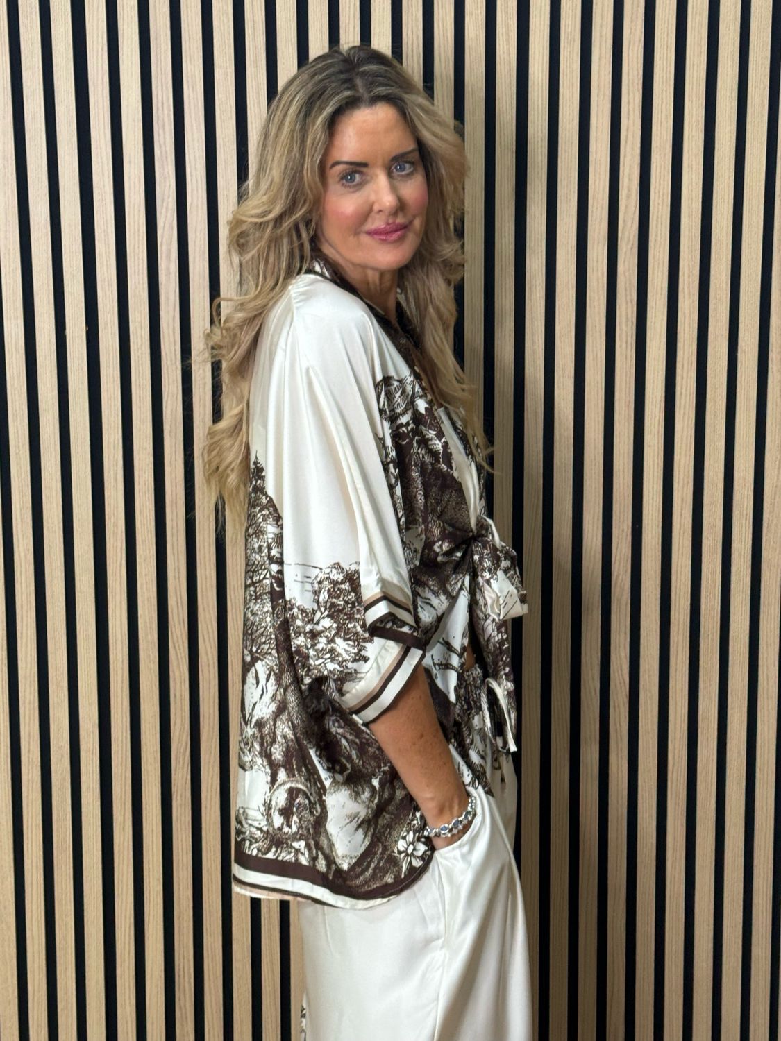 Printed Satin Co-Ord Set - Chocolate