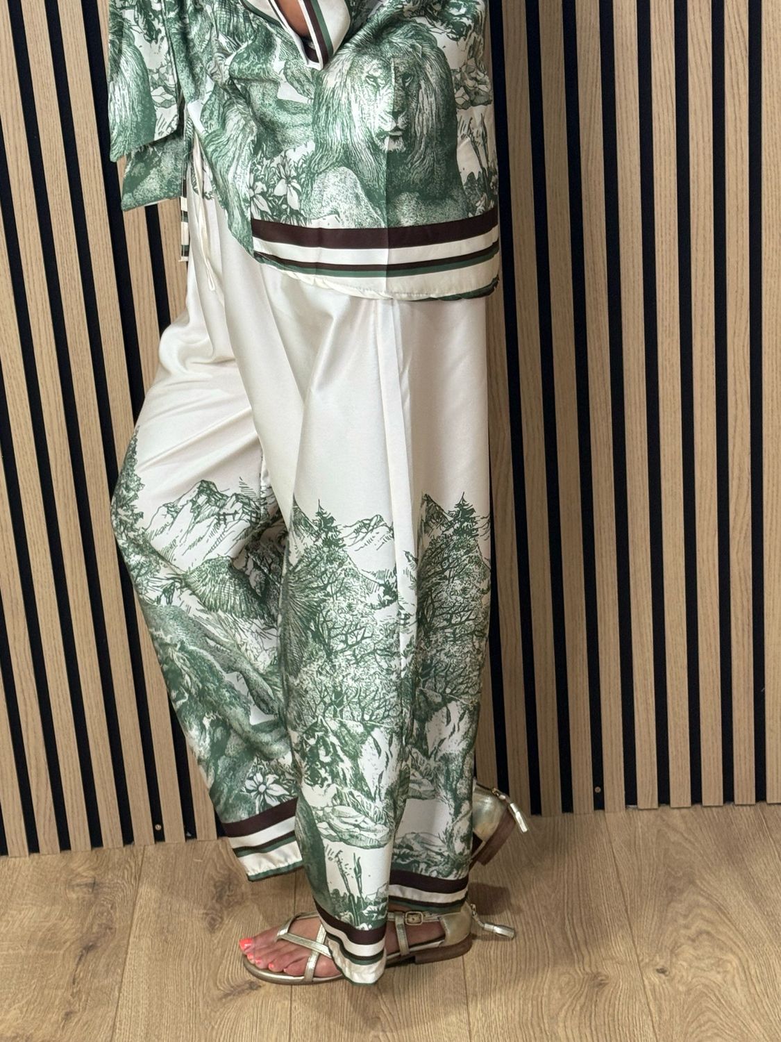 Printed Satin Co-Ord Set - Green