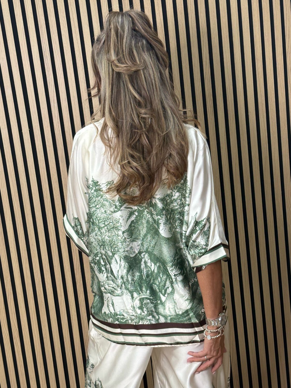 Printed Satin Co-Ord Set - Green