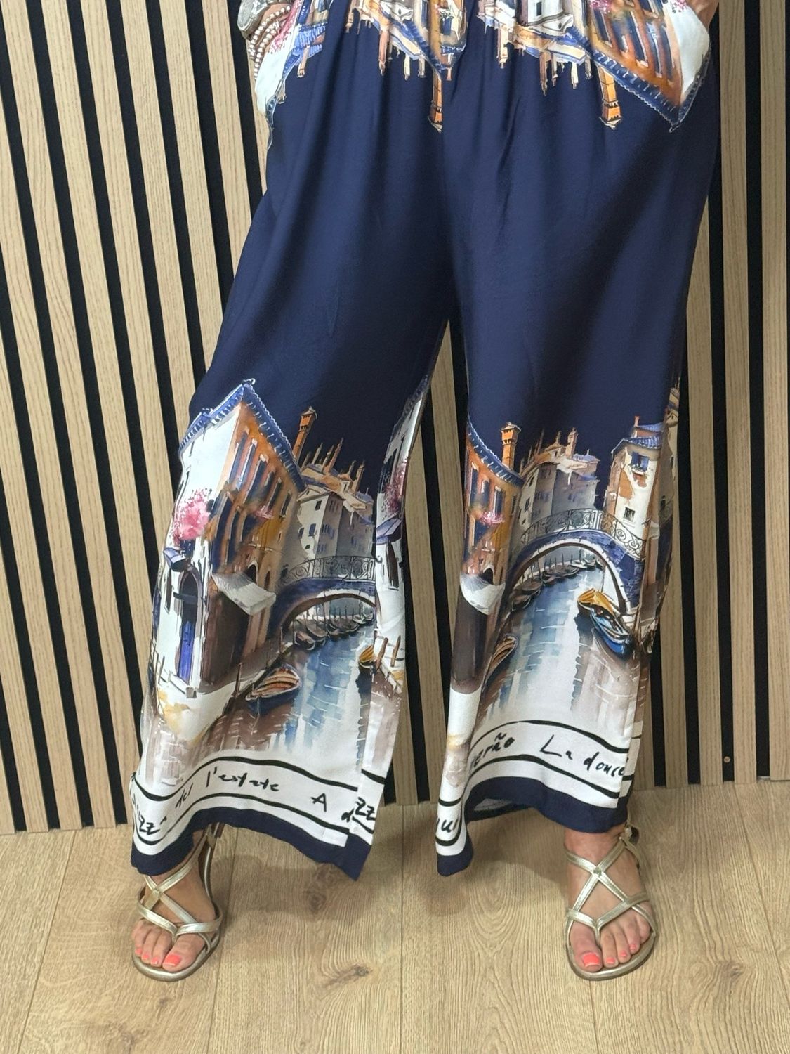 Printed Silk Blend Jumpsuit - Navy