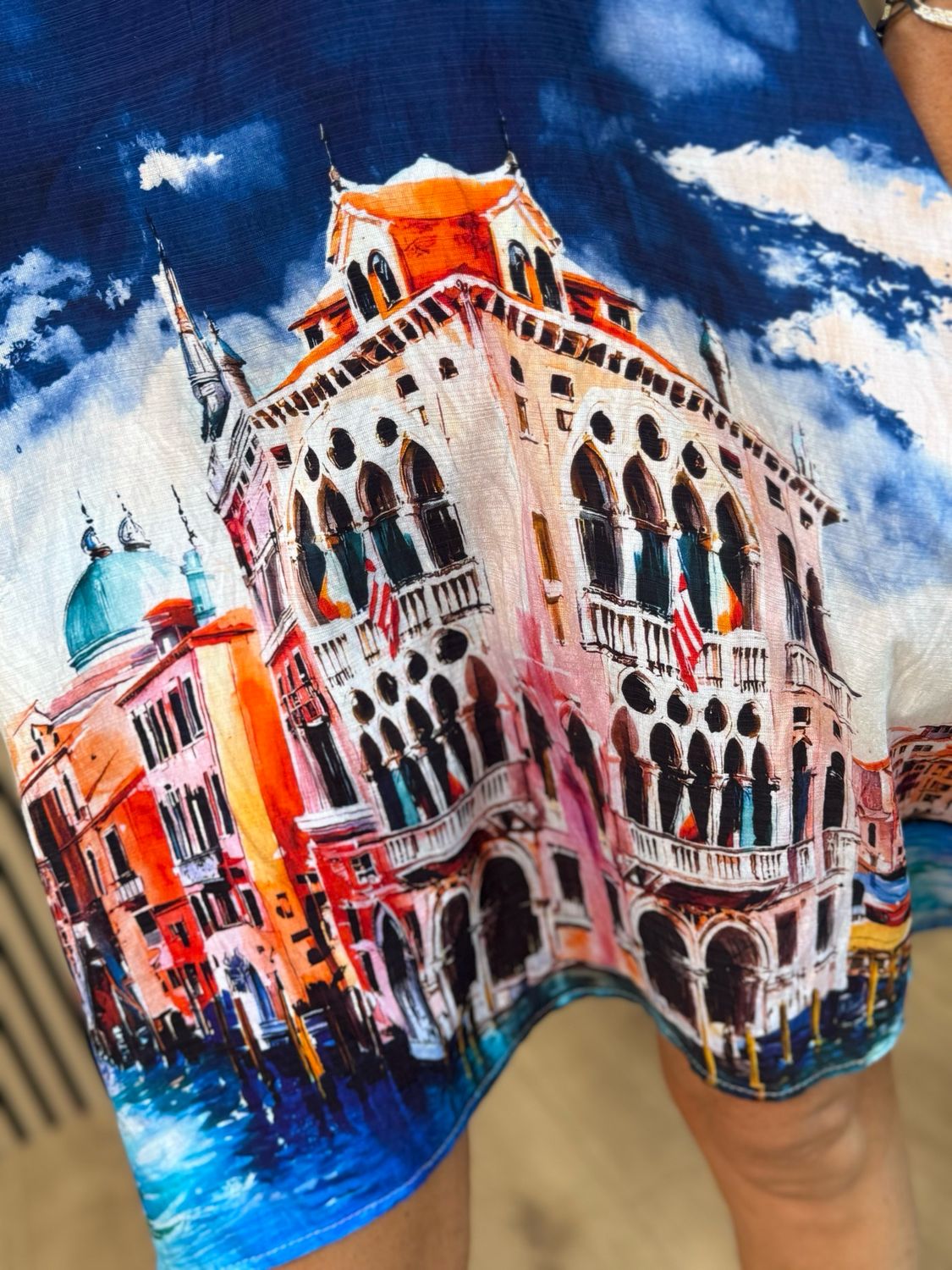 Cityscape Print Dress - Navy