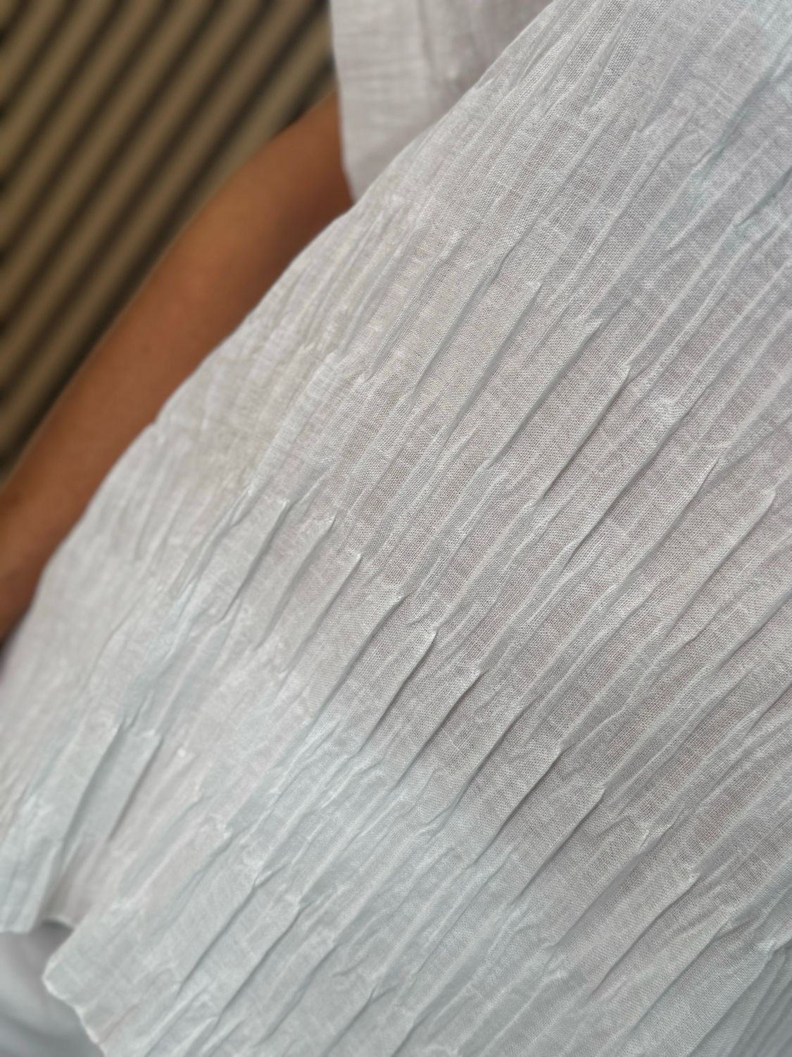 Textured Crinkle Oversized Top - White