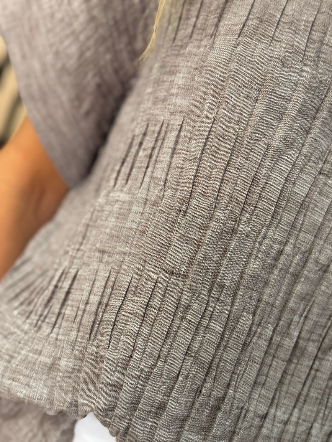 Textured Crinkle Oversized Top - Taupe