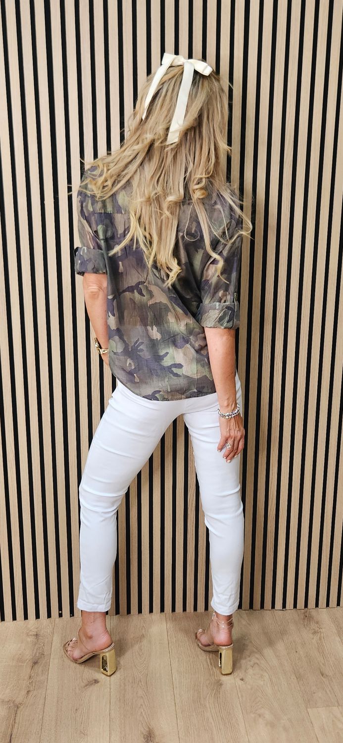 Silk Blend Camouflage Shirt