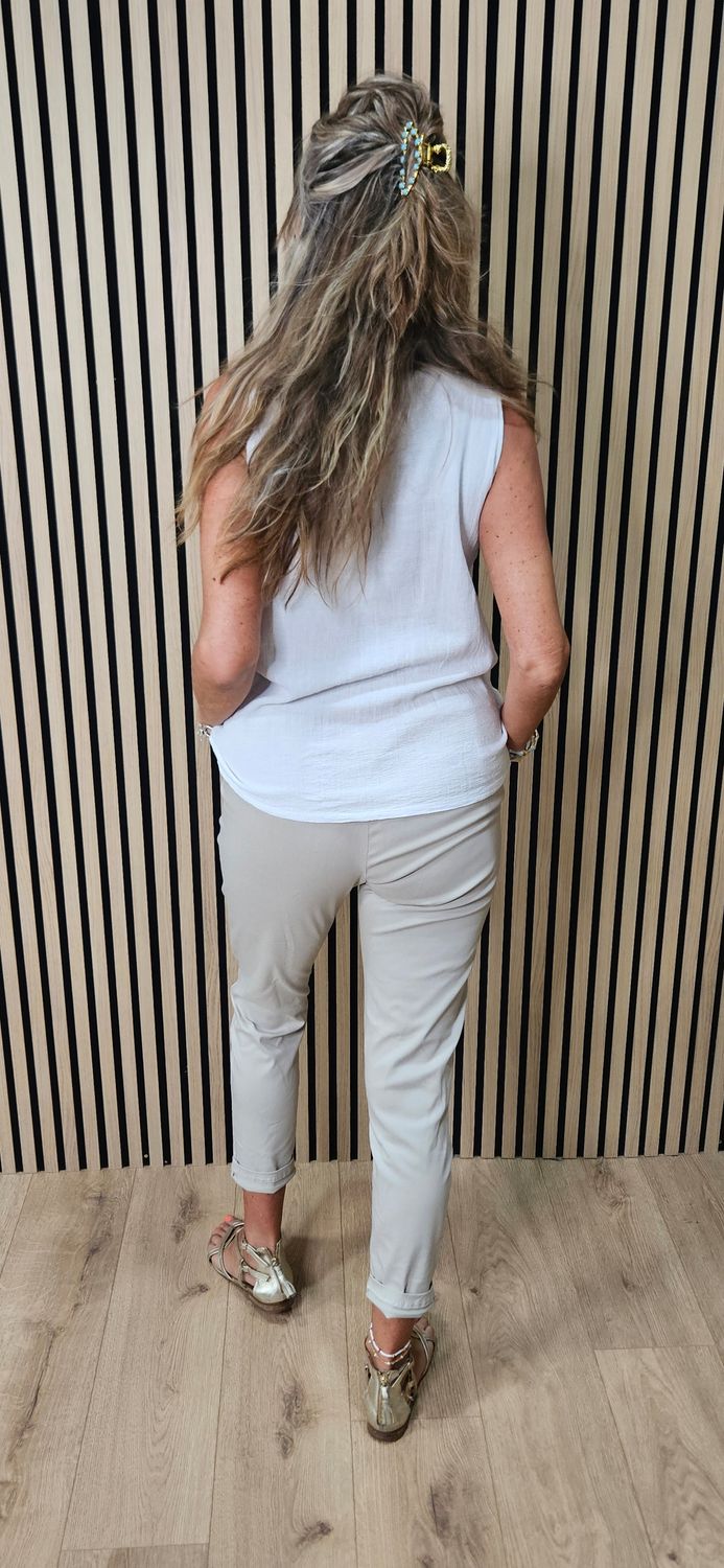 Cotton Frill Hem Vest Top – white