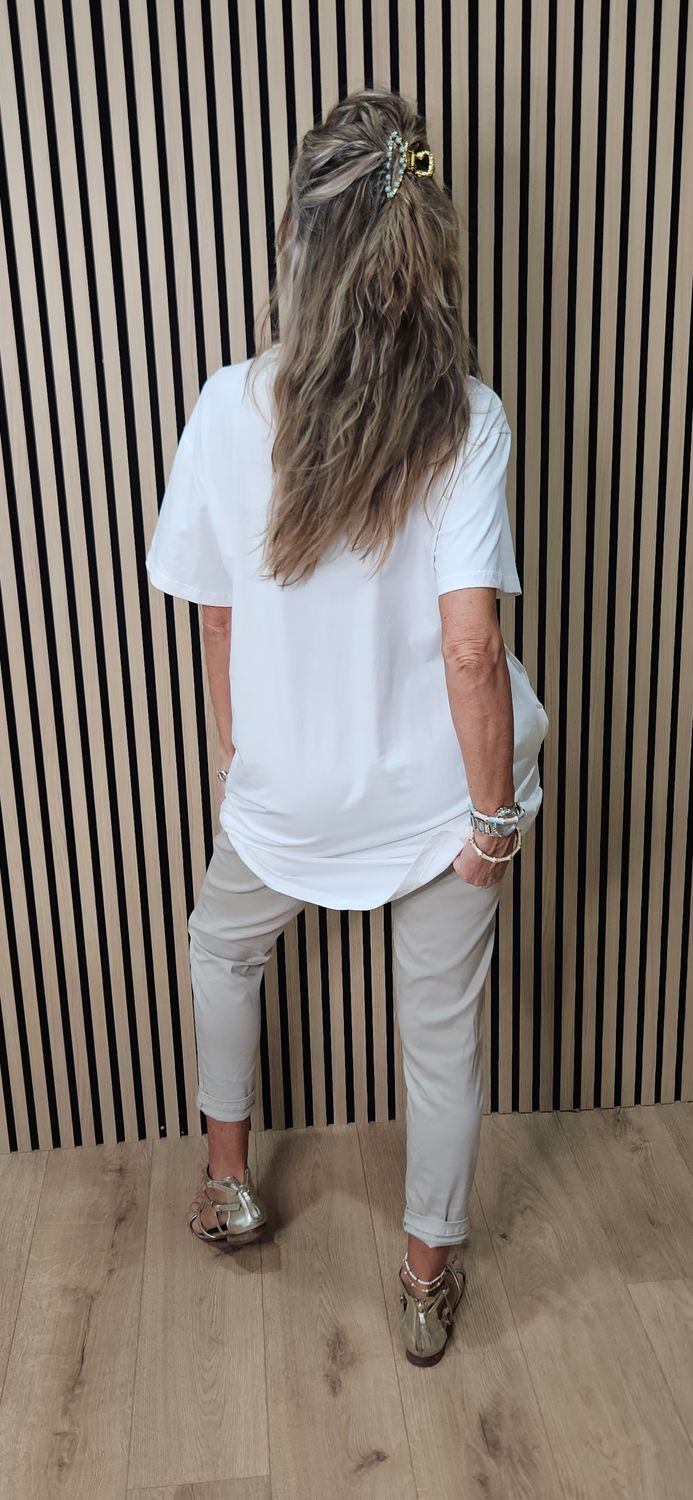 Contrast Ribbon Rose T-Shirt - white