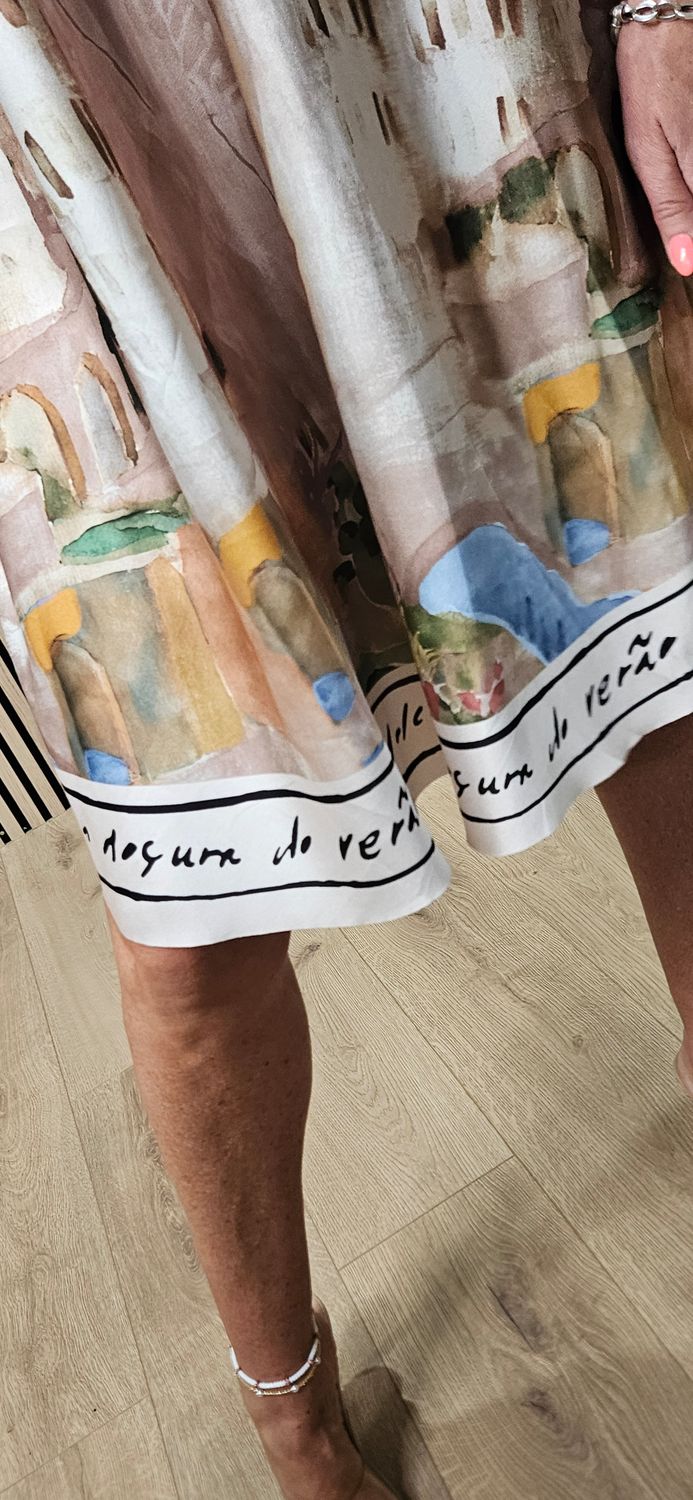 Côte d’Azur Print Midi Dress - Cream