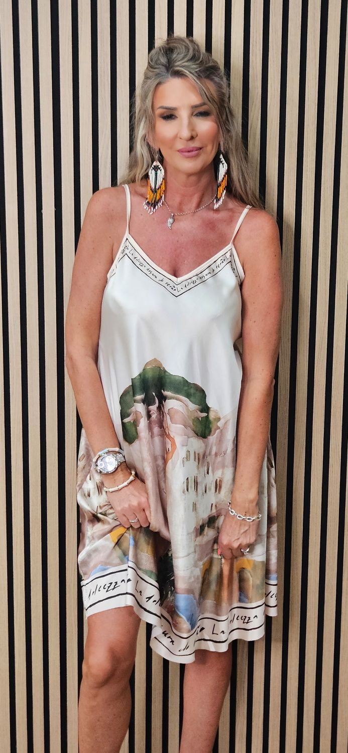 Côte d’Azur Print Midi Dress - Cream