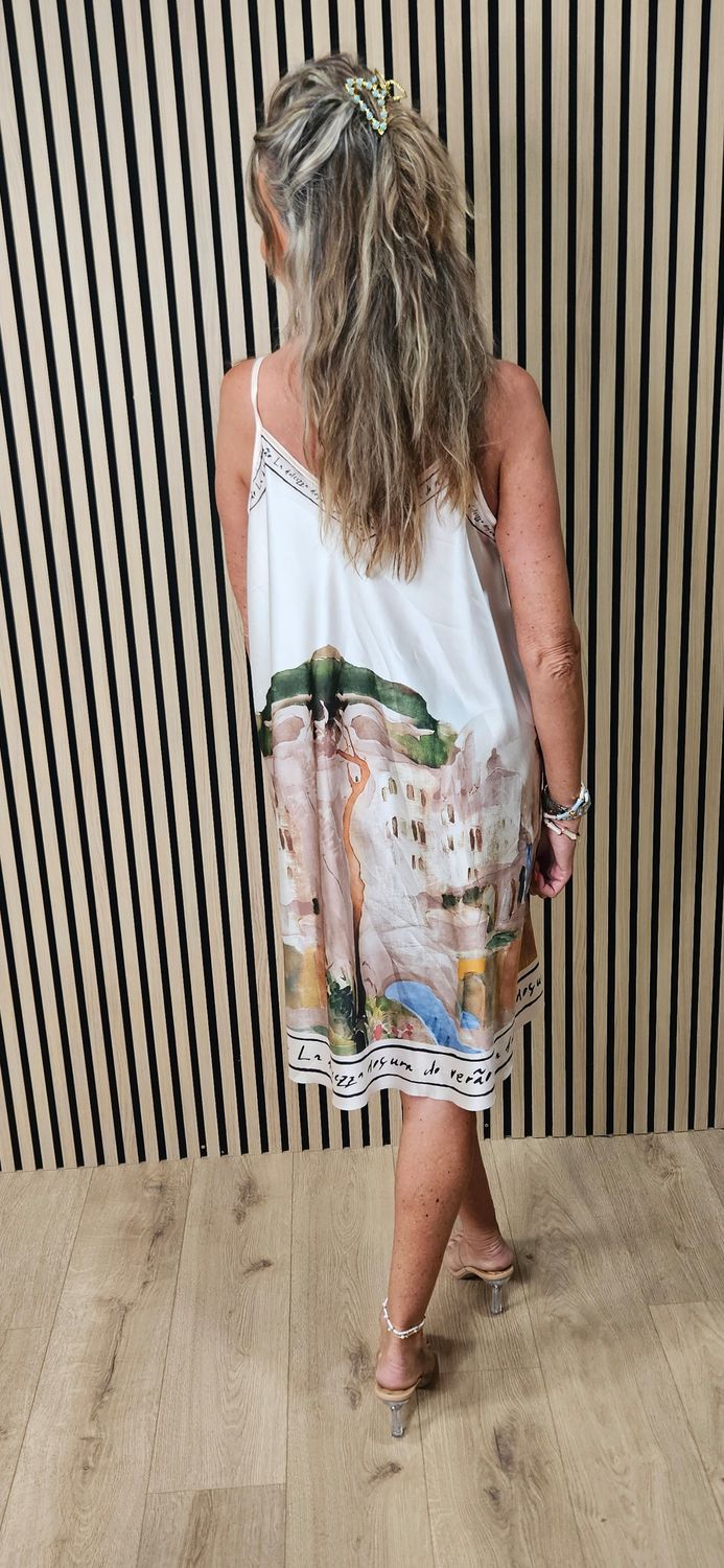 Côte d’Azur Print Midi Dress - Cream