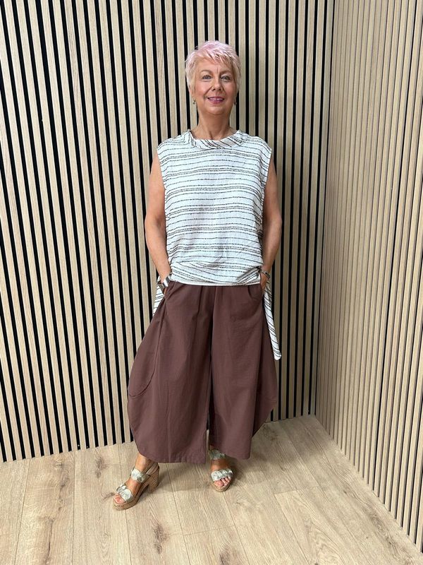 Textured Stripe Asymmetric Top