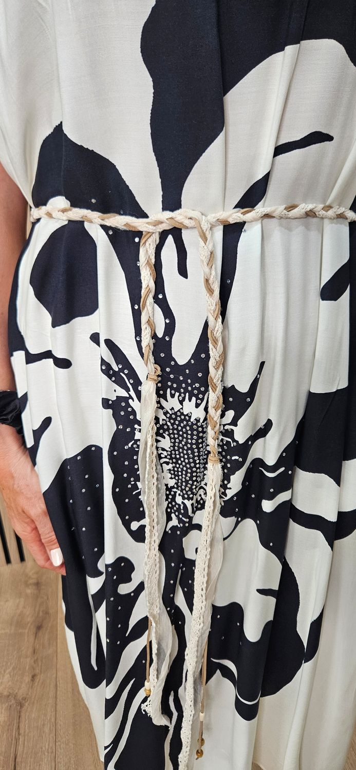 Abstract Floral Maxi Dress ~ Cream/Black