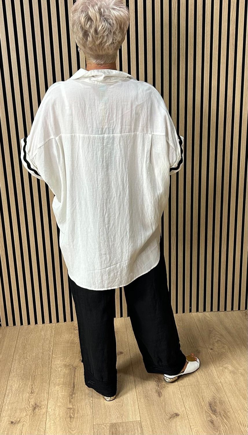 Floral Appliqué Oversized Shirt