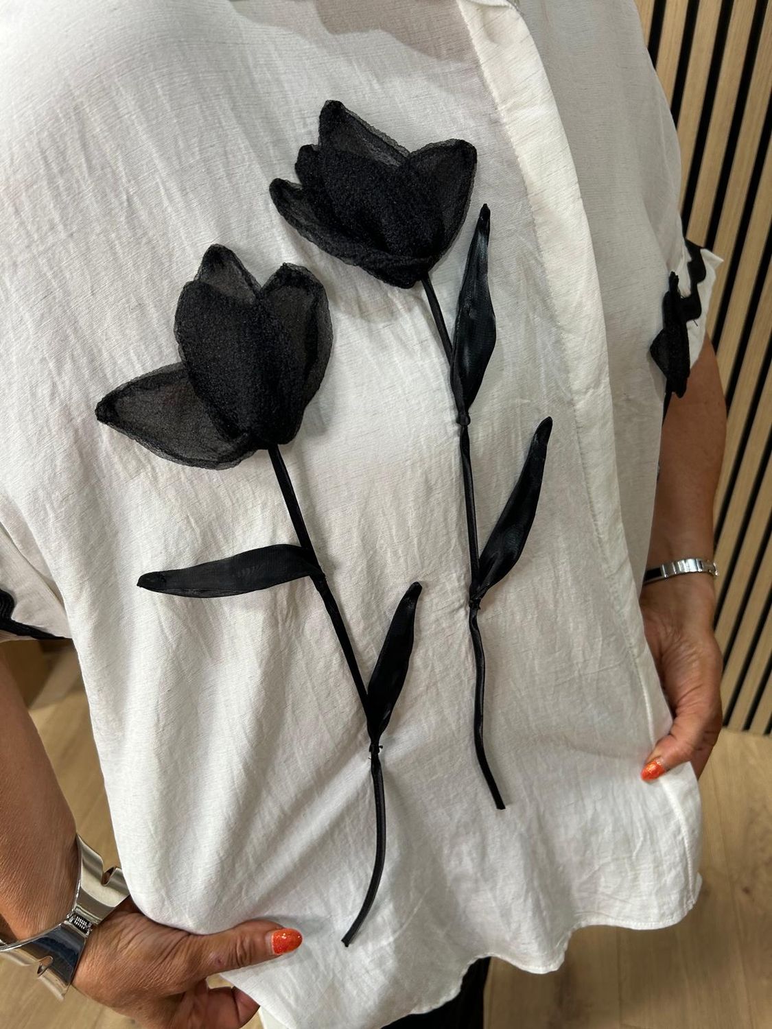 Floral Appliqué Oversized Shirt